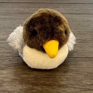 Vintage Alfa Plush Bird Brown Grey Designed in Japan Small Round Stuffed Animal